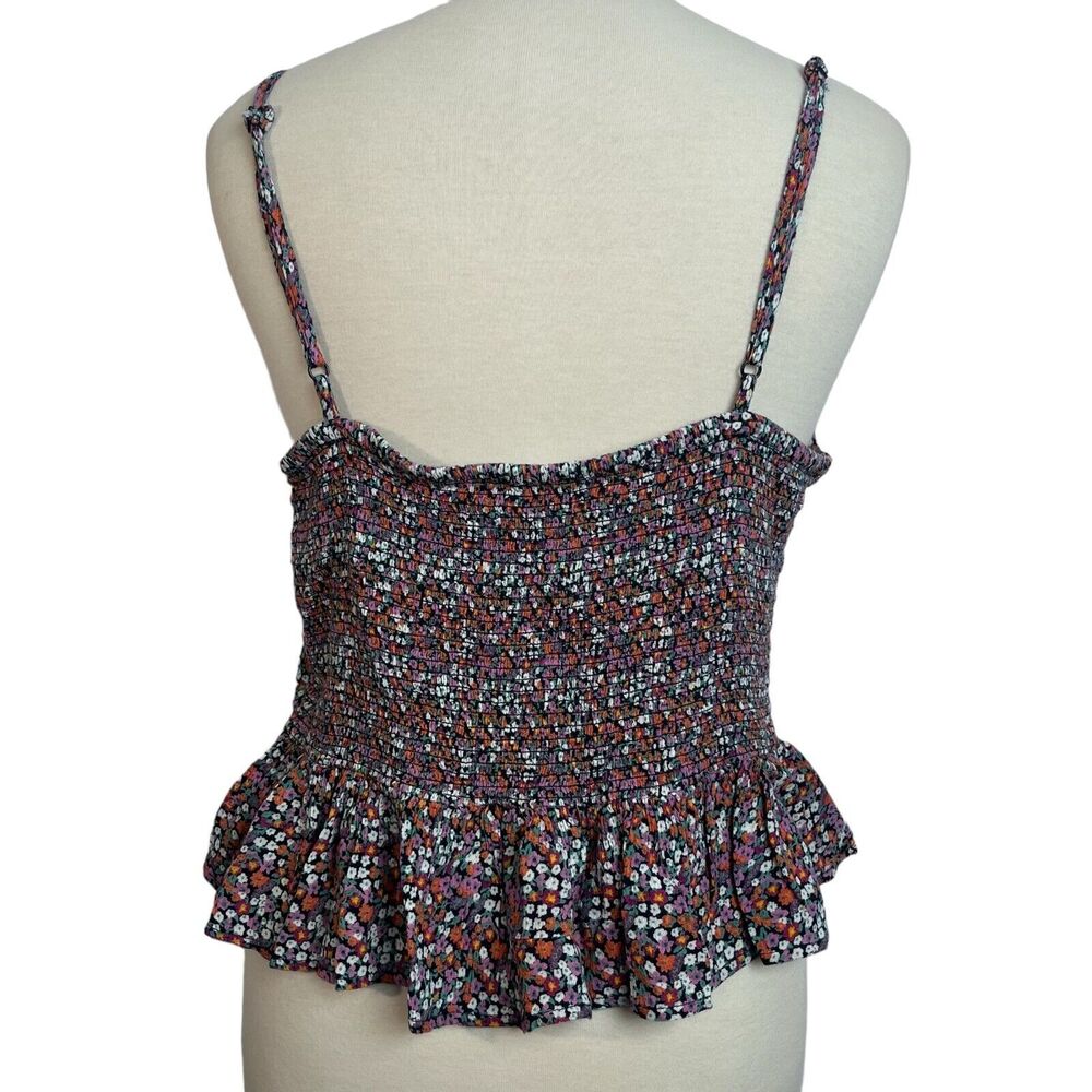 Patrons Of Peace Floral Ruffled Strappy Crop Top Smocked Size Large - Picture 3 of 10